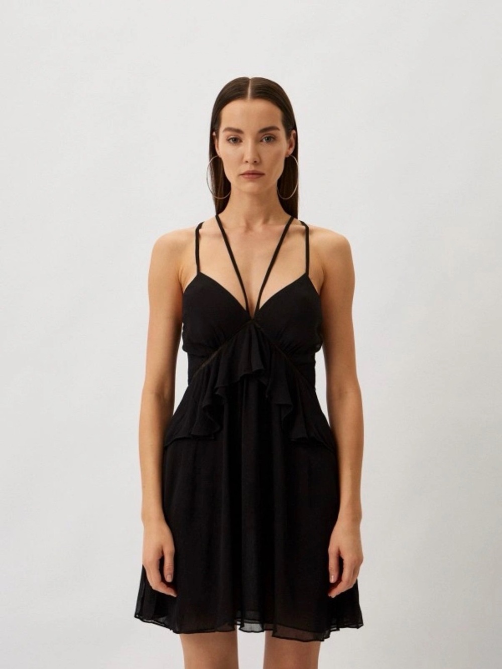 IRO Black Strappy Ruffle Mini Dress - Picture 3 of 6